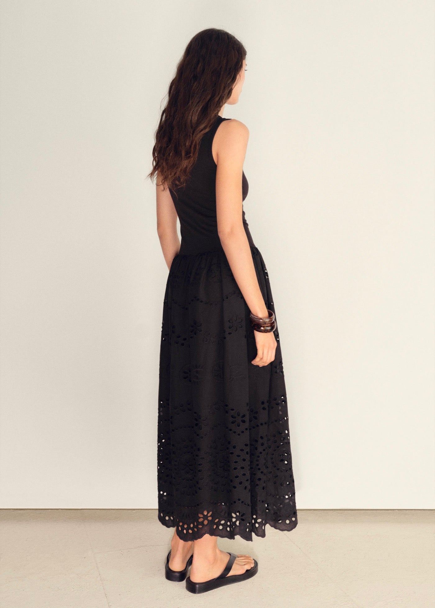 Robe Combinée Broderie Ajourée