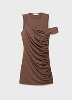 Robe Drapée À Bretelles Asymétriques