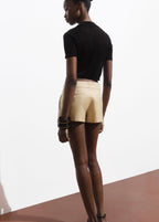 Mini Jupe Short À Plis Plats