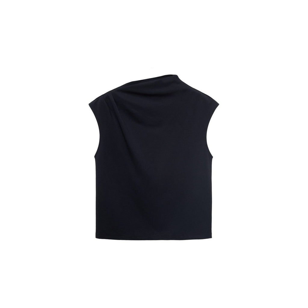 Camiseta De Cuello Asimétrico Fruncida