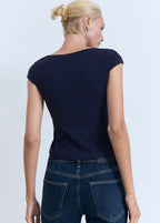 T-Shirt En Coton Décolleté Plongeant