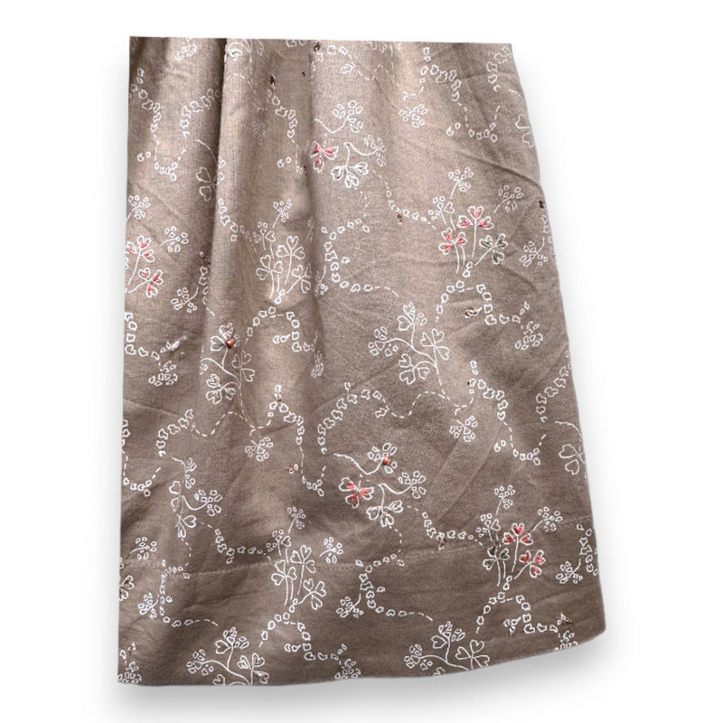 Bonpoint - Robe Marron À Fleurs Et Avec Perles Et Broderies - 12 Mois