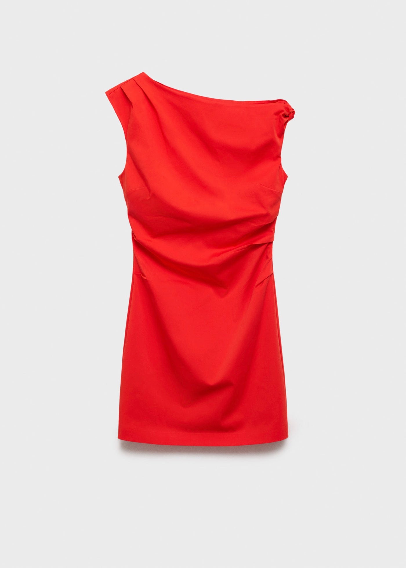 Robe Froncée À Col Asymétrique