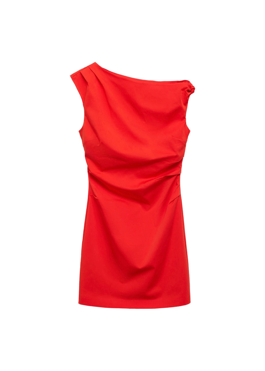 Robe Froncée À Col Asymétrique