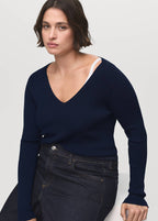Pull-Over Côtelé Col En V