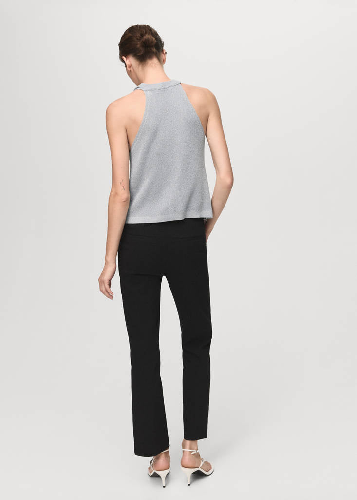 Top Maille Lurex Col Drapé
