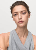 Top Maille Lurex Col Drapé