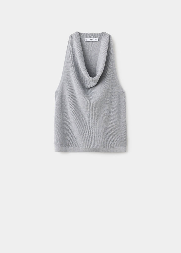 Top Maille Lurex Col Drapé