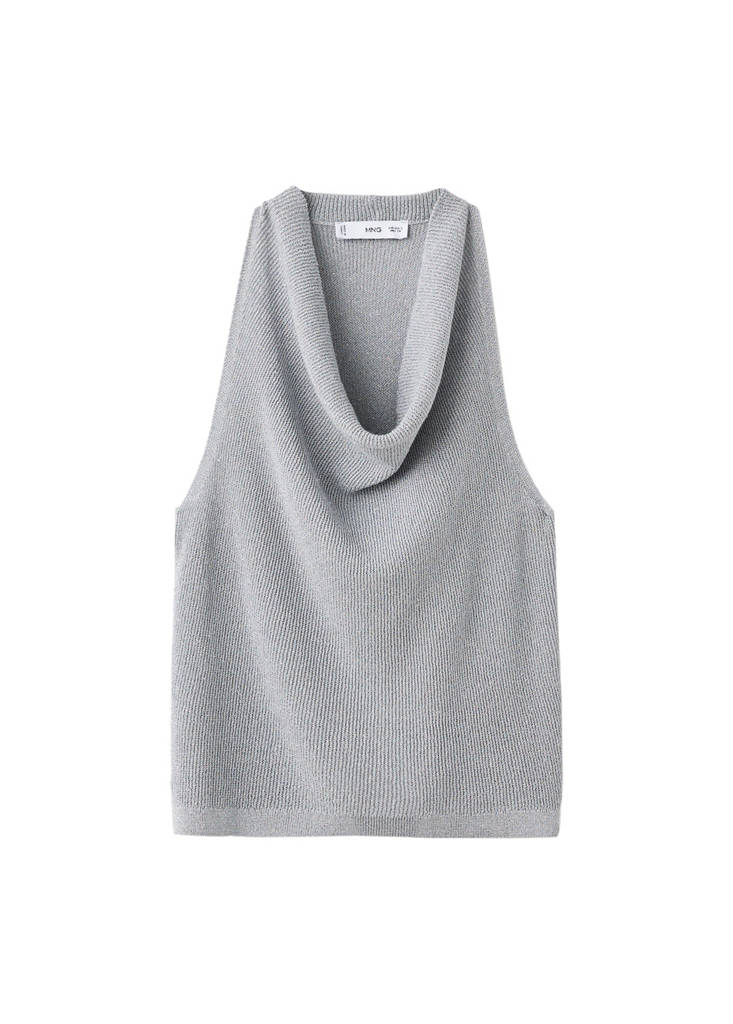 Top Maille Lurex Col Drapé