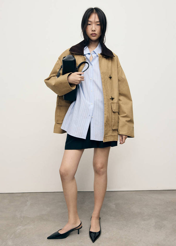 Parka oversize con colletto a contrasto