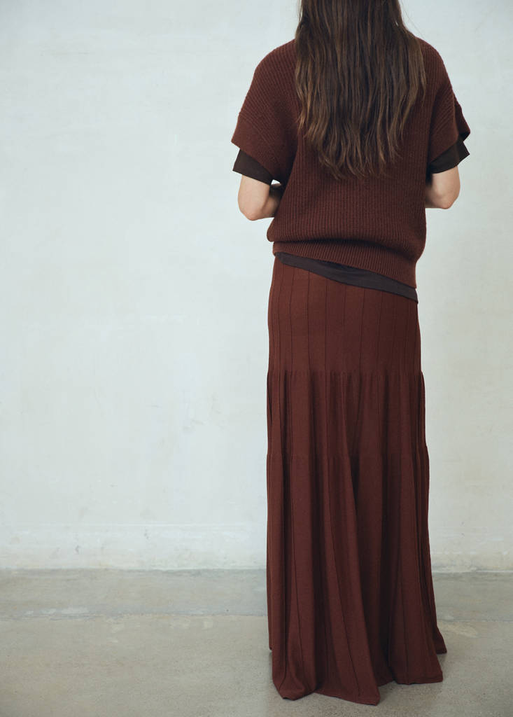 Jupe Longue En Maille Coutures