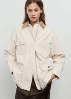 Parka En Jean Avec Col En Velours Côtelé