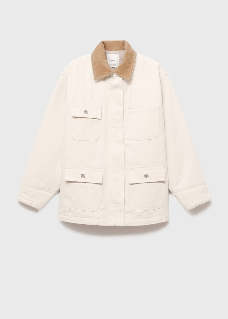 Parka En Jean Avec Col En Velours Côtelé
