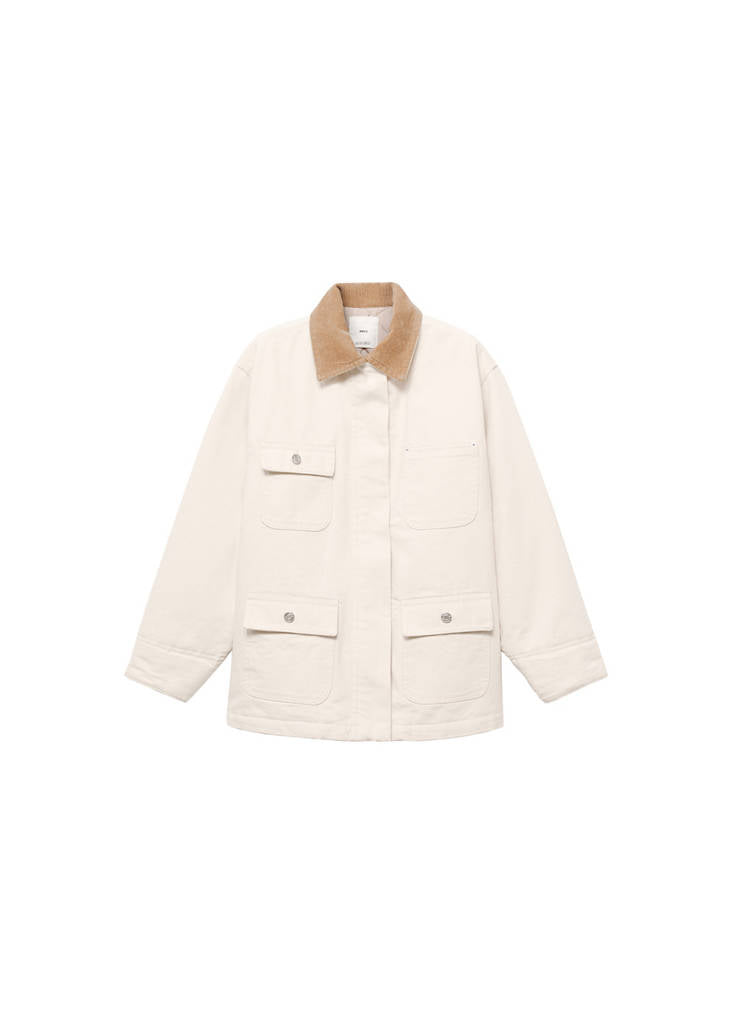 Parka En Jean Avec Col En Velours Côtelé