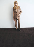 Pantalon De Costume Droit Laine Mélangée