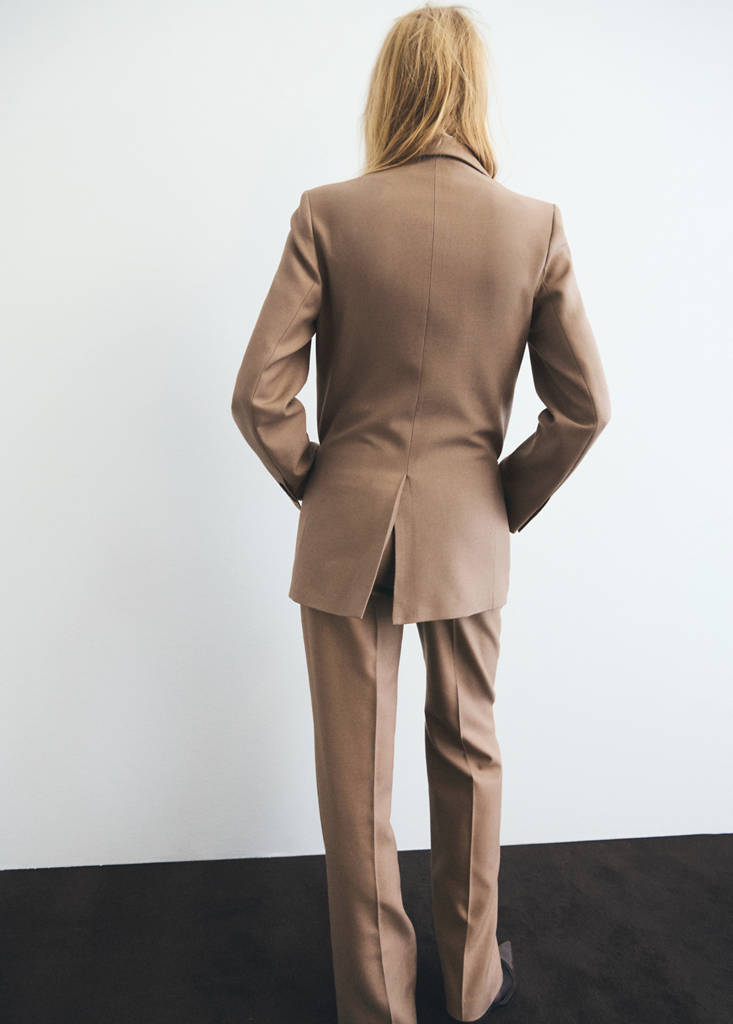 Pantalon De Costume Droit Laine Mélangée