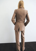 Pantalon De Costume Droit Laine Mélangée