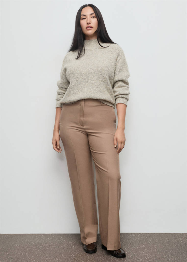 Pantalon De Costume Droit Laine Mélangée