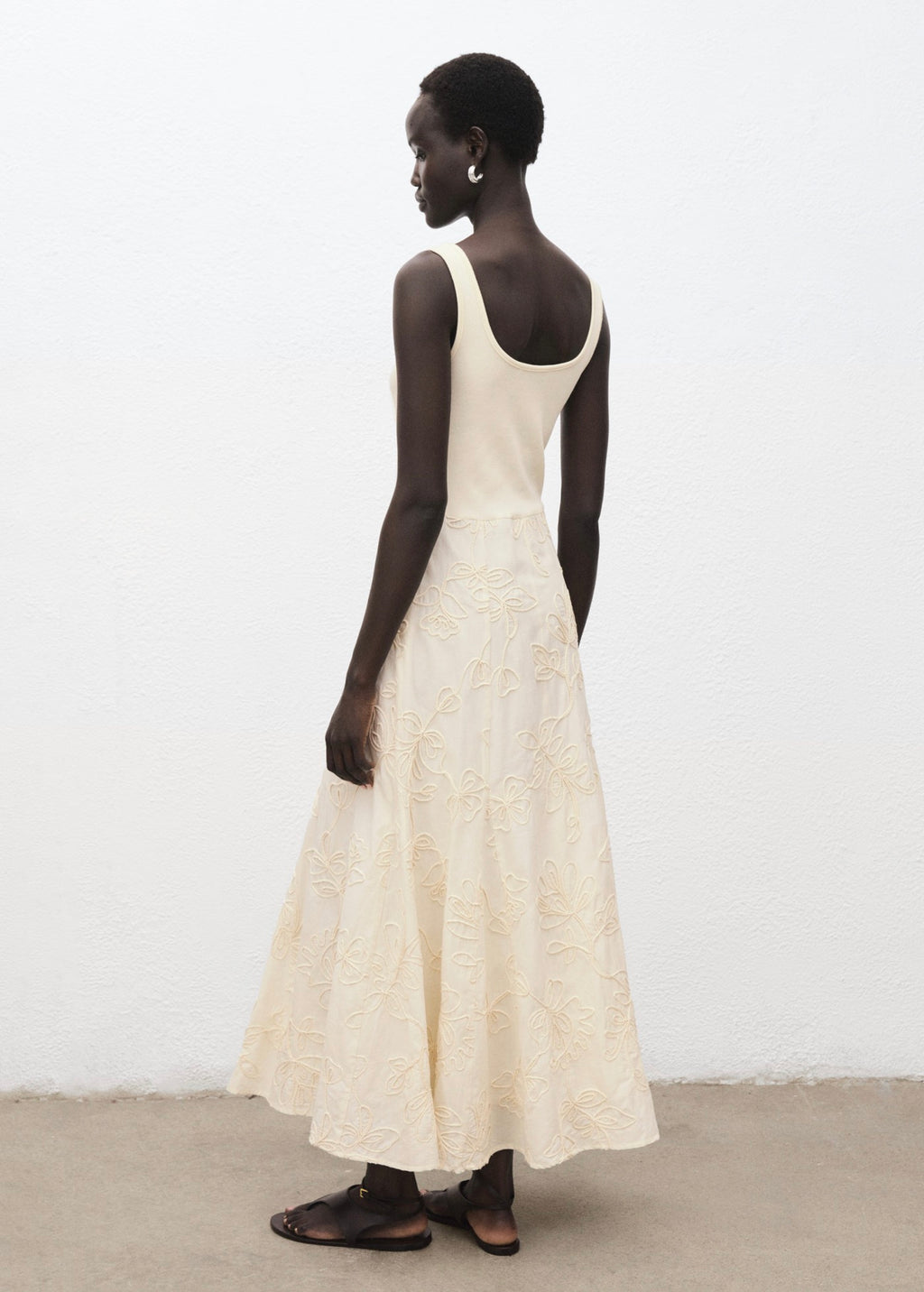 Robe Combinée Broderie À Fleurs