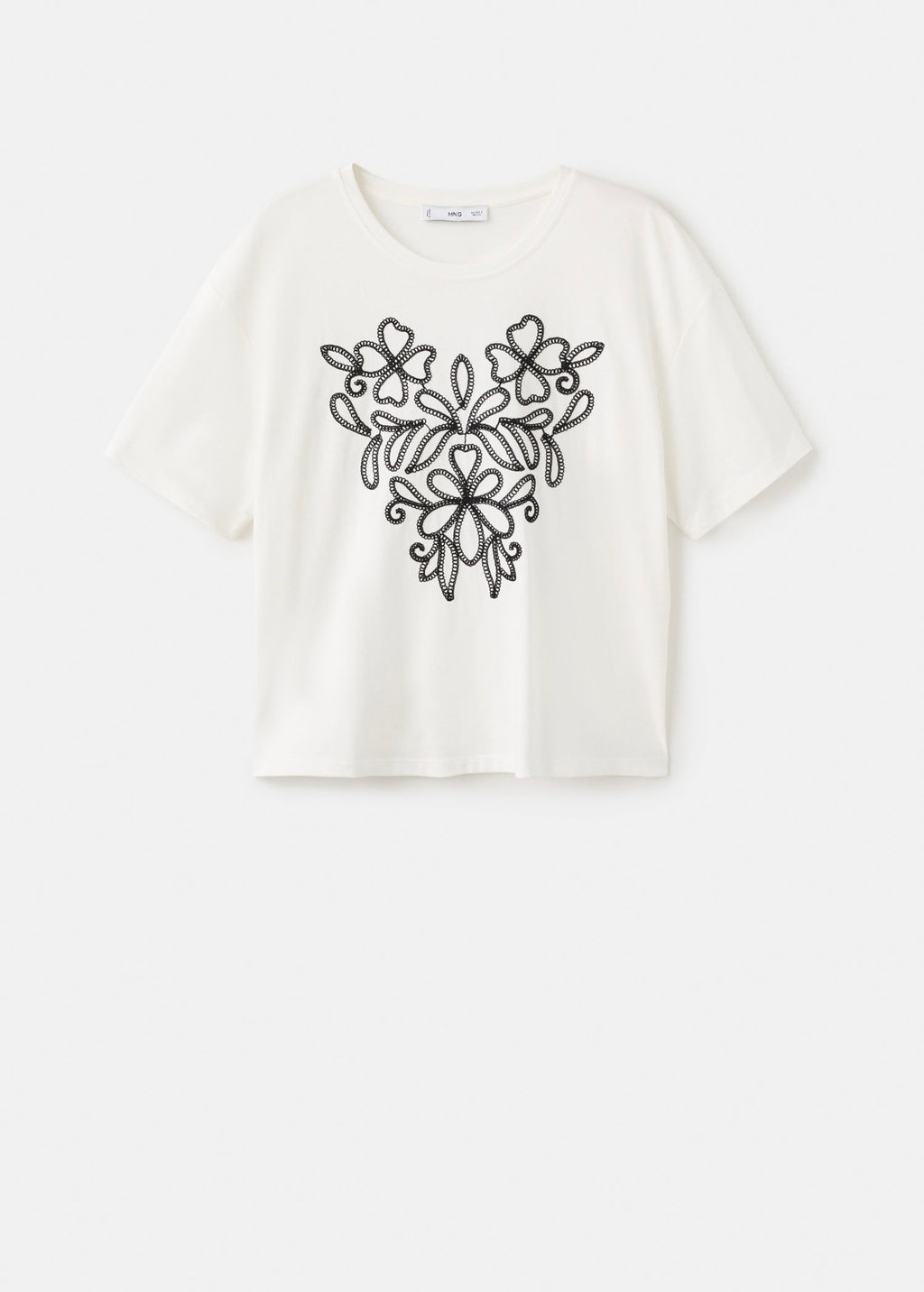 T-Shirt Coton Broderie À Fleurs