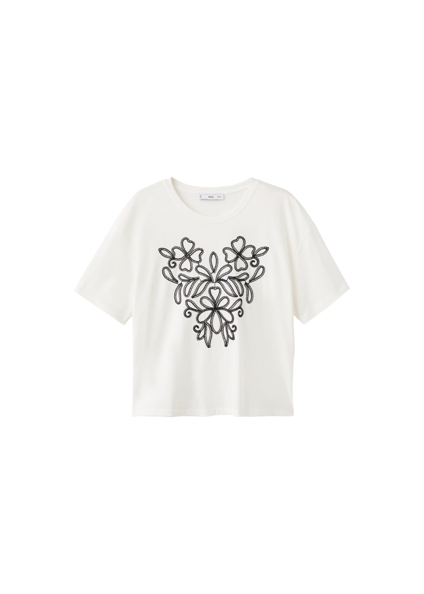 T-Shirt Coton Broderie À Fleurs