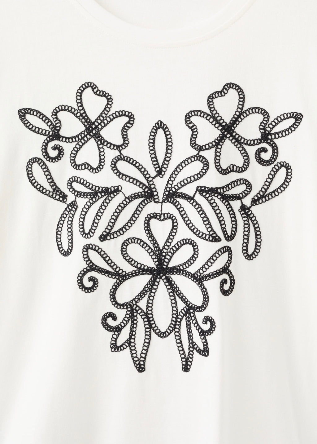 T-Shirt Coton Broderie À Fleurs