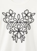 T-Shirt Coton Broderie À Fleurs