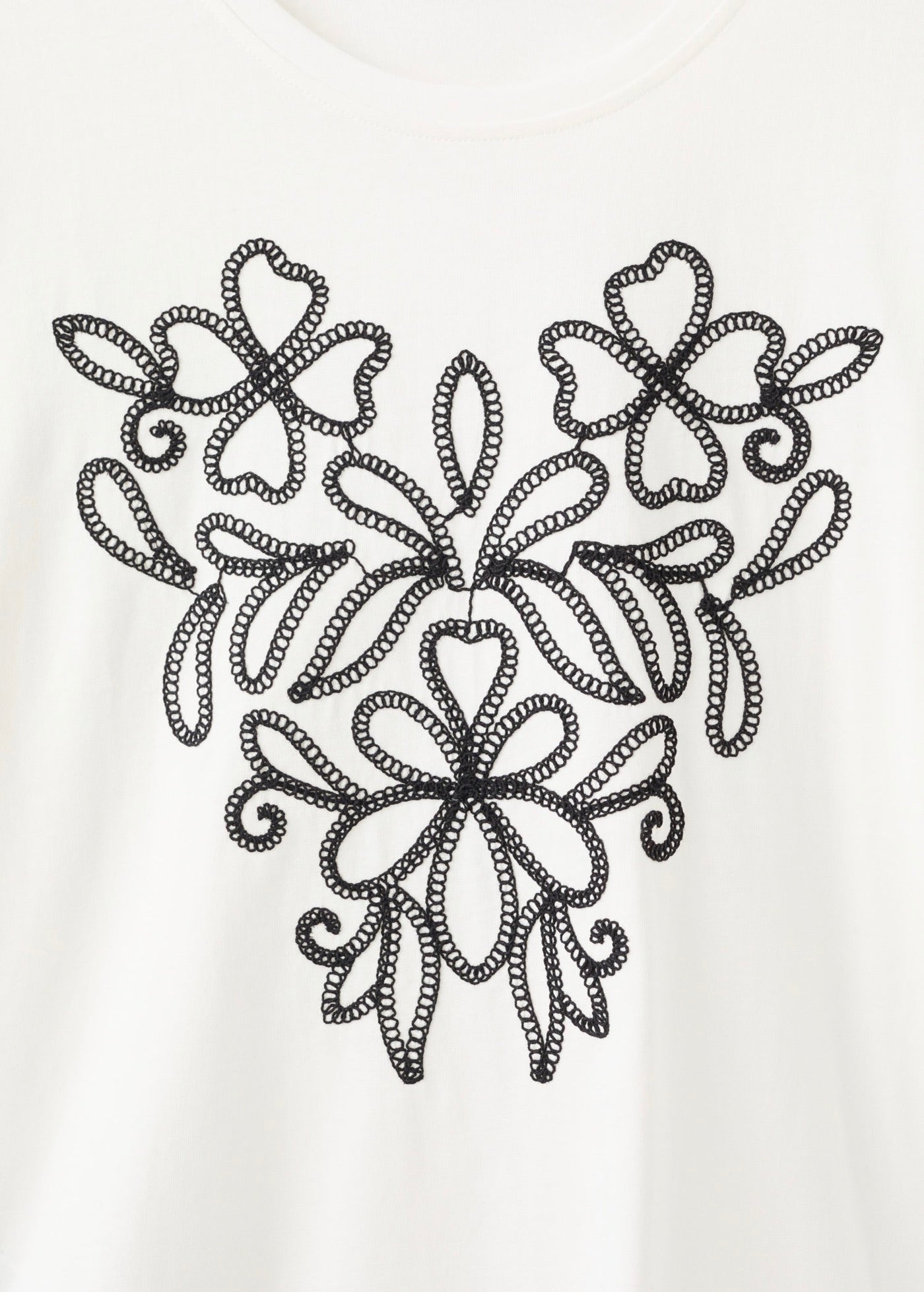 T-Shirt Coton Broderie À Fleurs