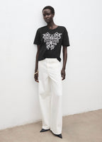 T-Shirt Coton Broderie À Fleurs
