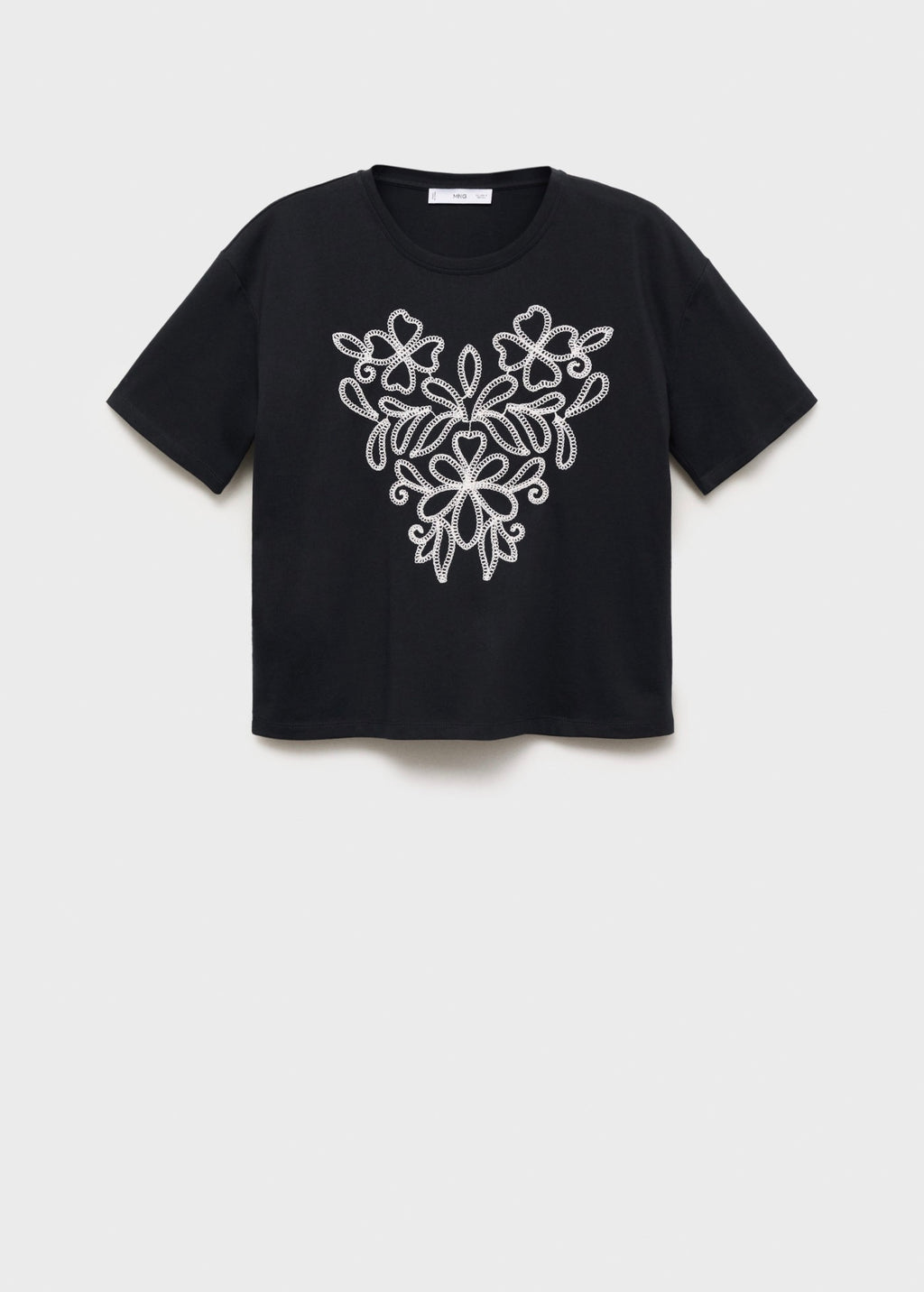 T-Shirt Coton Broderie À Fleurs