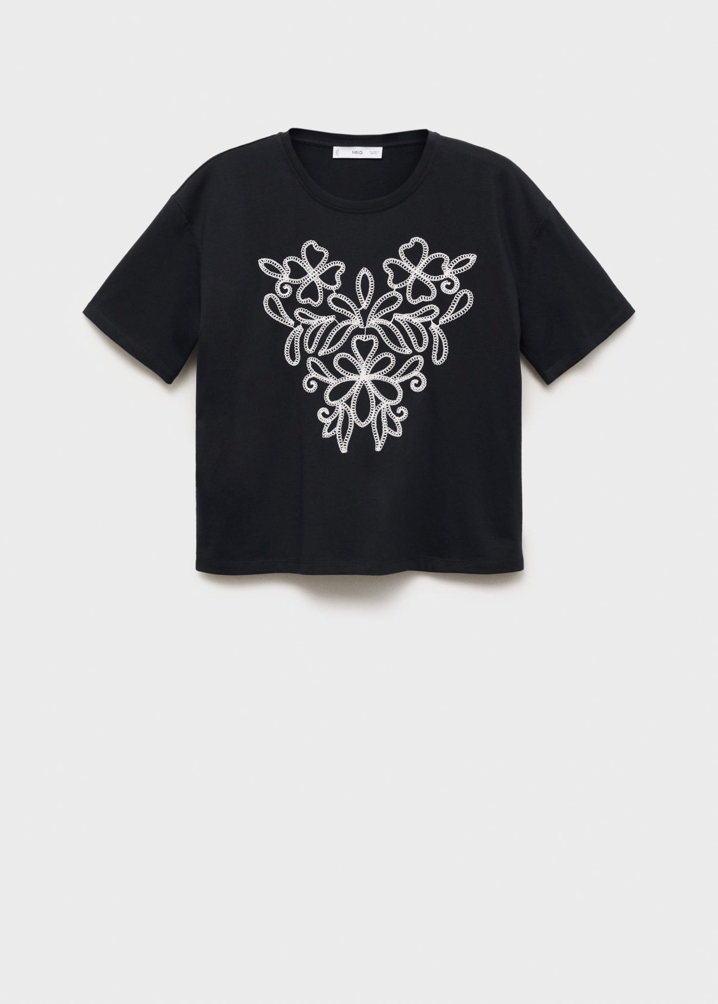 T-Shirt Coton Broderie À Fleurs