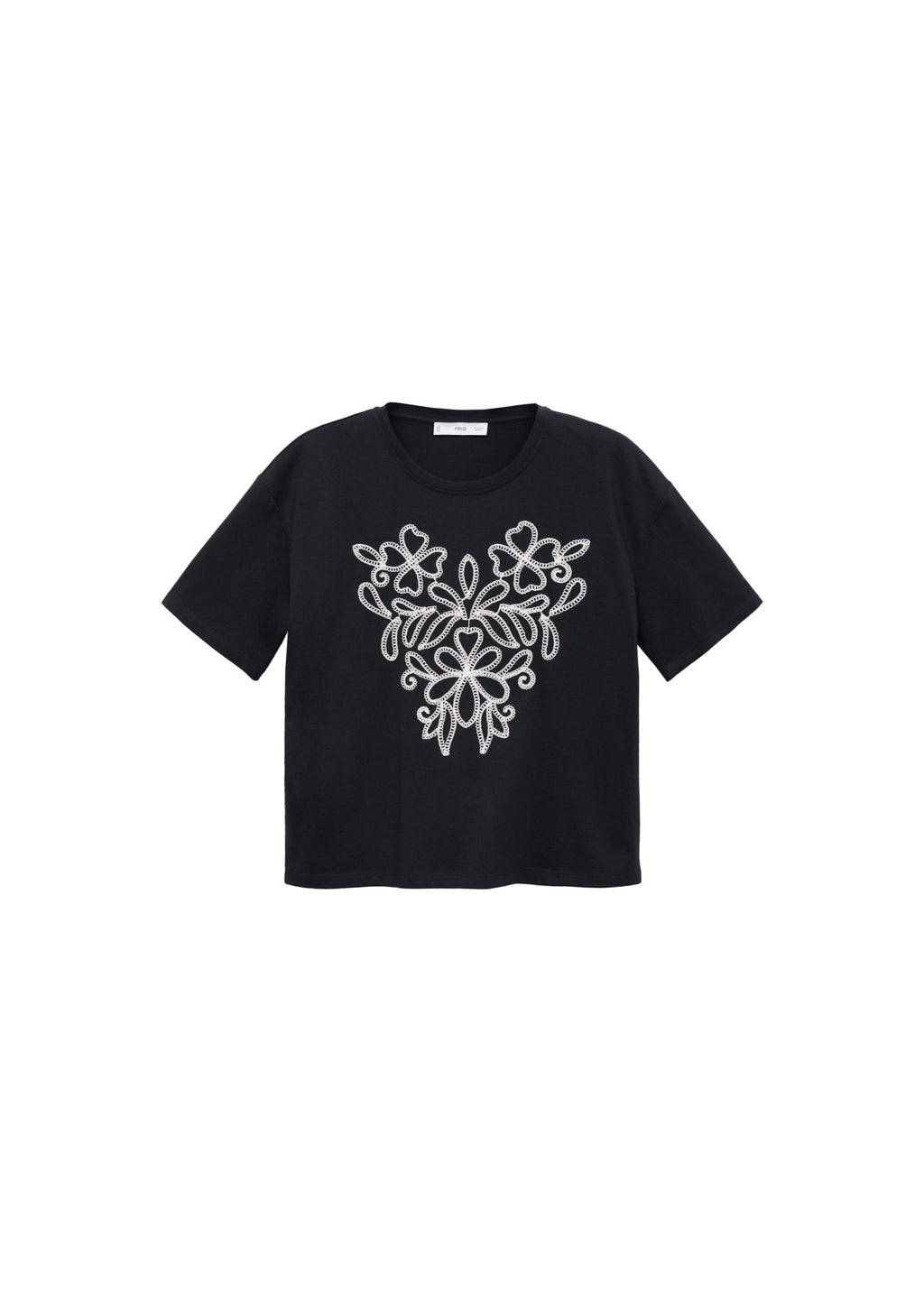 T-Shirt Coton Broderie À Fleurs