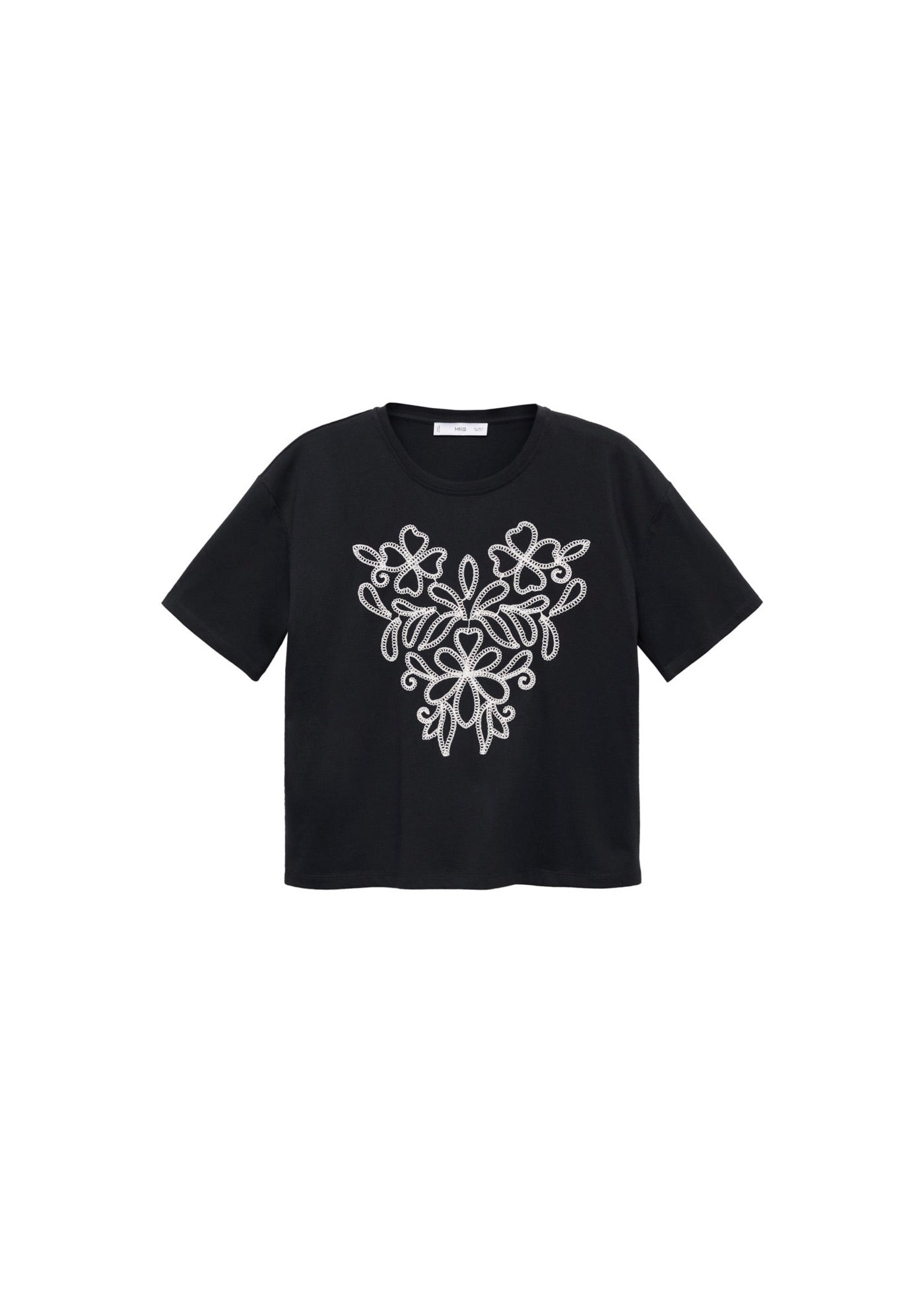 T-Shirt Coton Broderie À Fleurs