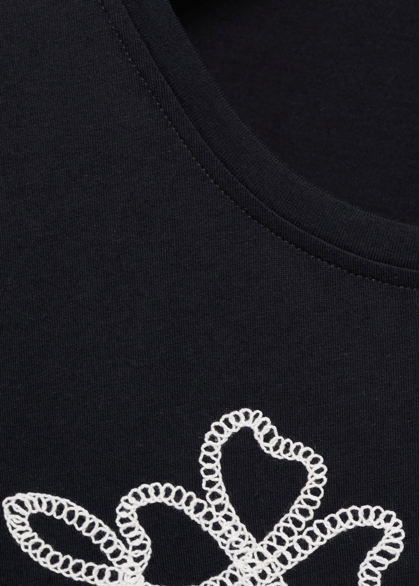 T-Shirt Coton Broderie À Fleurs