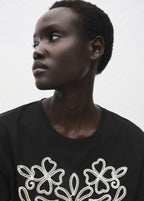 T-Shirt Coton Broderie À Fleurs