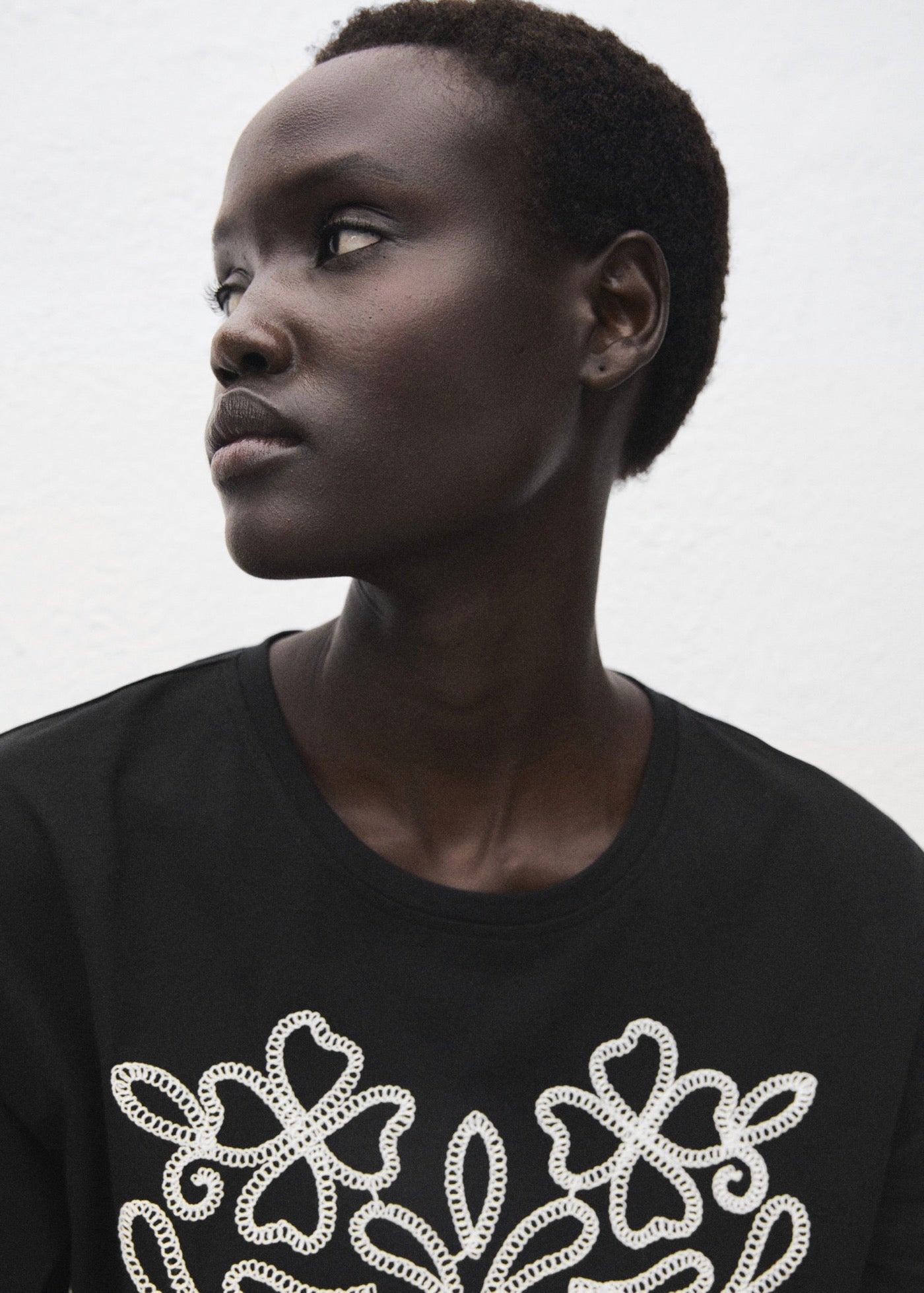 T-Shirt Coton Broderie À Fleurs
