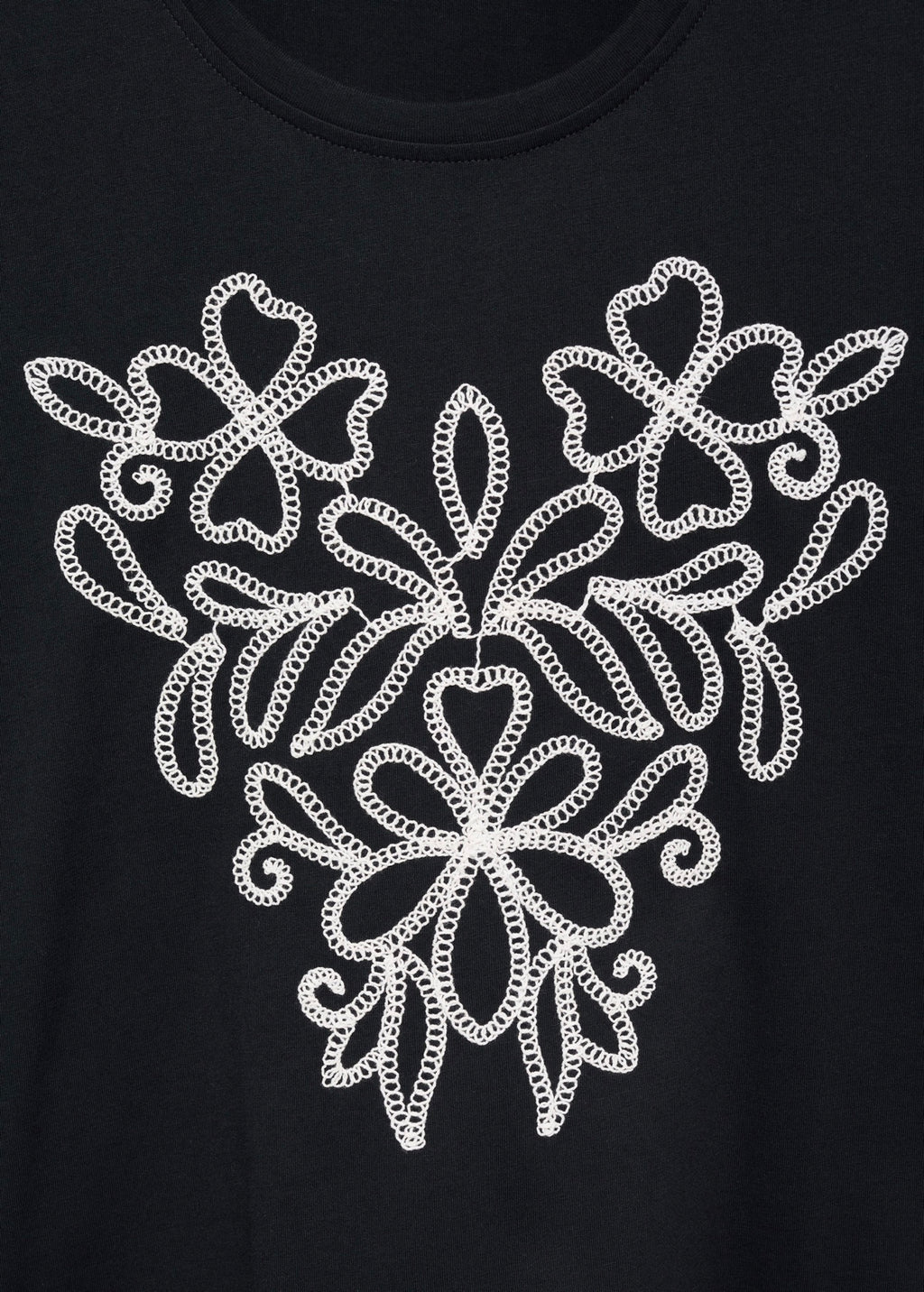 T-Shirt Coton Broderie À Fleurs