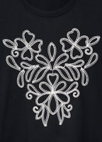 T-Shirt Coton Broderie À Fleurs