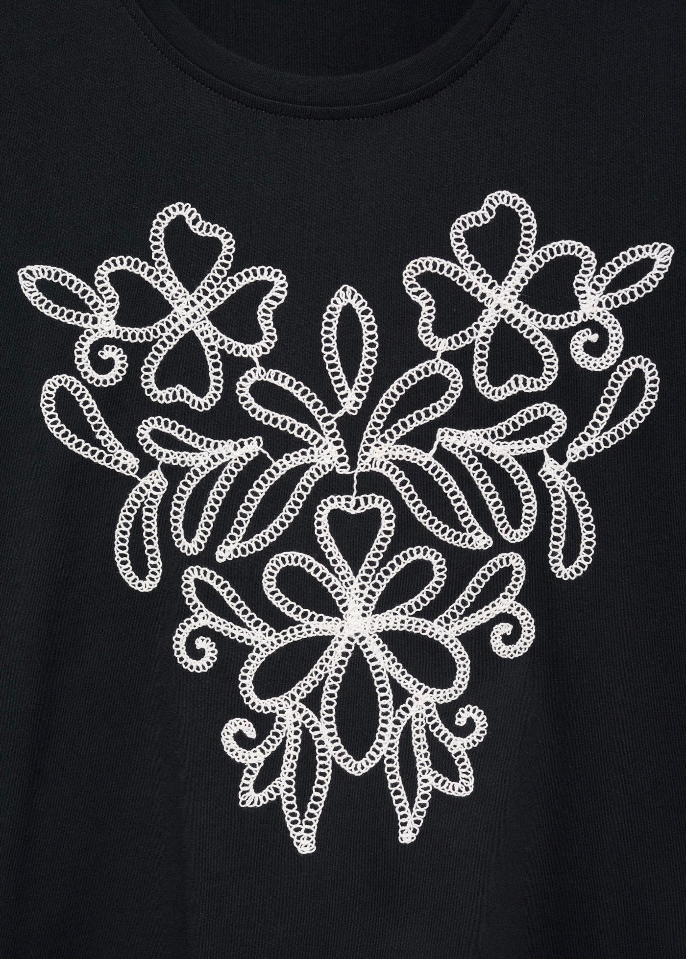 T-Shirt Coton Broderie À Fleurs
