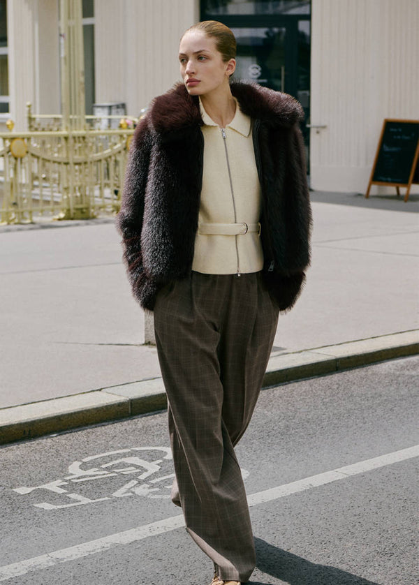 Giacca in pelliccia sintetica con zip