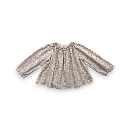 Bonpoint - Blouse Écrue Smockée À Motifs - 3 Ans