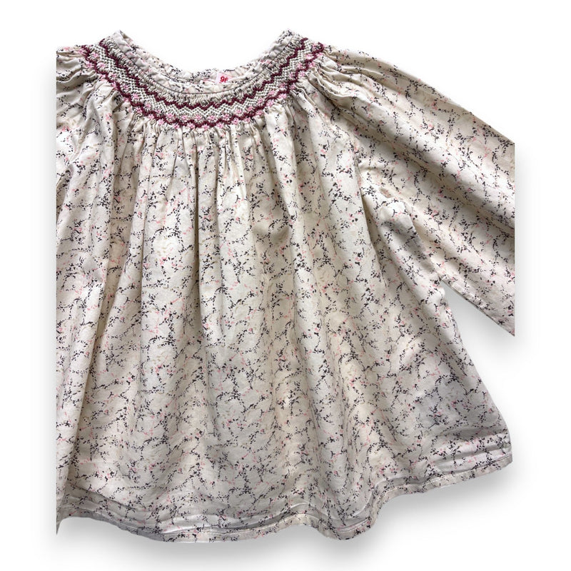 Bonpoint - Blouse Écrue Smockée À Motifs - 3 Ans