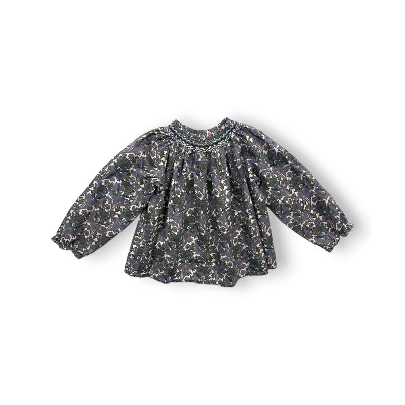 Bonpoint - Blouse Violette Smockée À Fleurs - 3 Ans