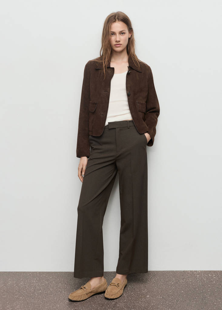Pantalon Droit Crop Taille Normale