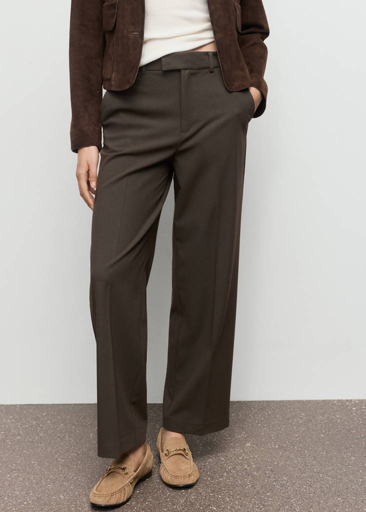 Pantalon Droit Crop Taille Normale