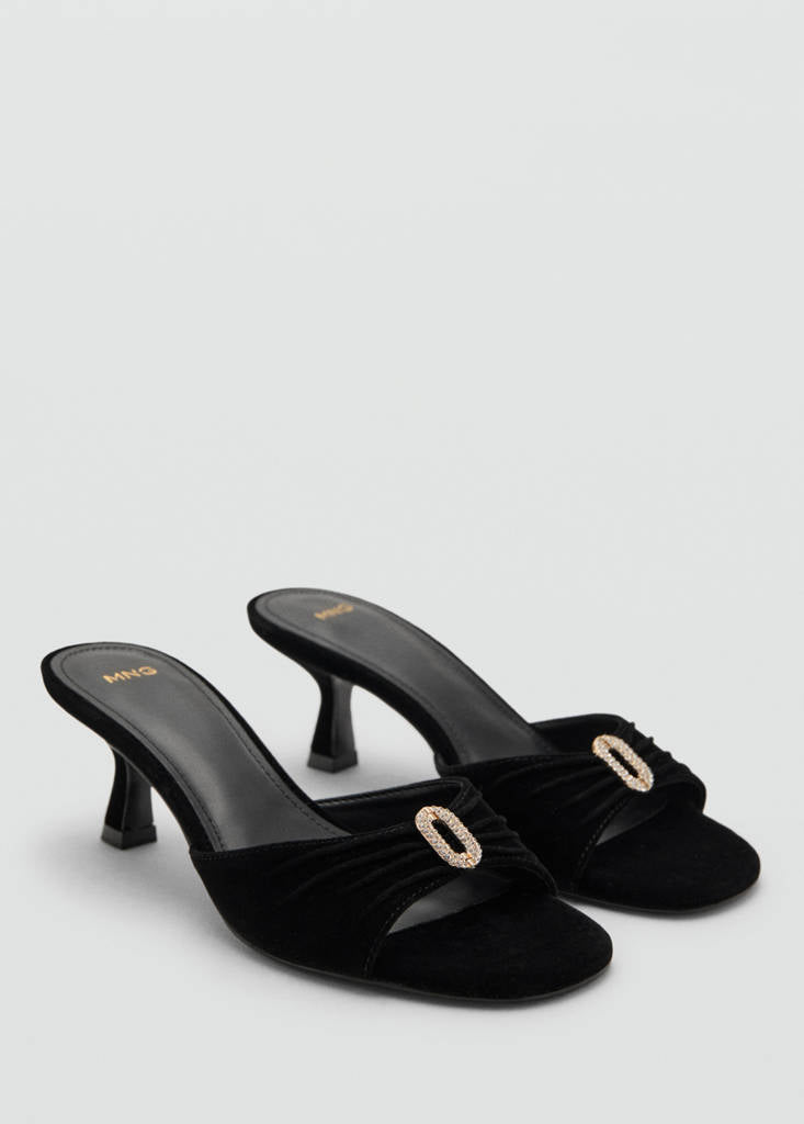 Sandale En Velours Avec Détail Bijou