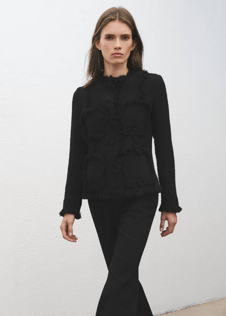 Veste Tweed Bords Effilochés