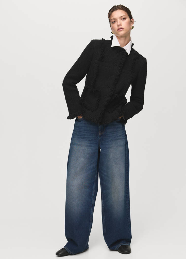 Veste Tweed Bords Effilochés