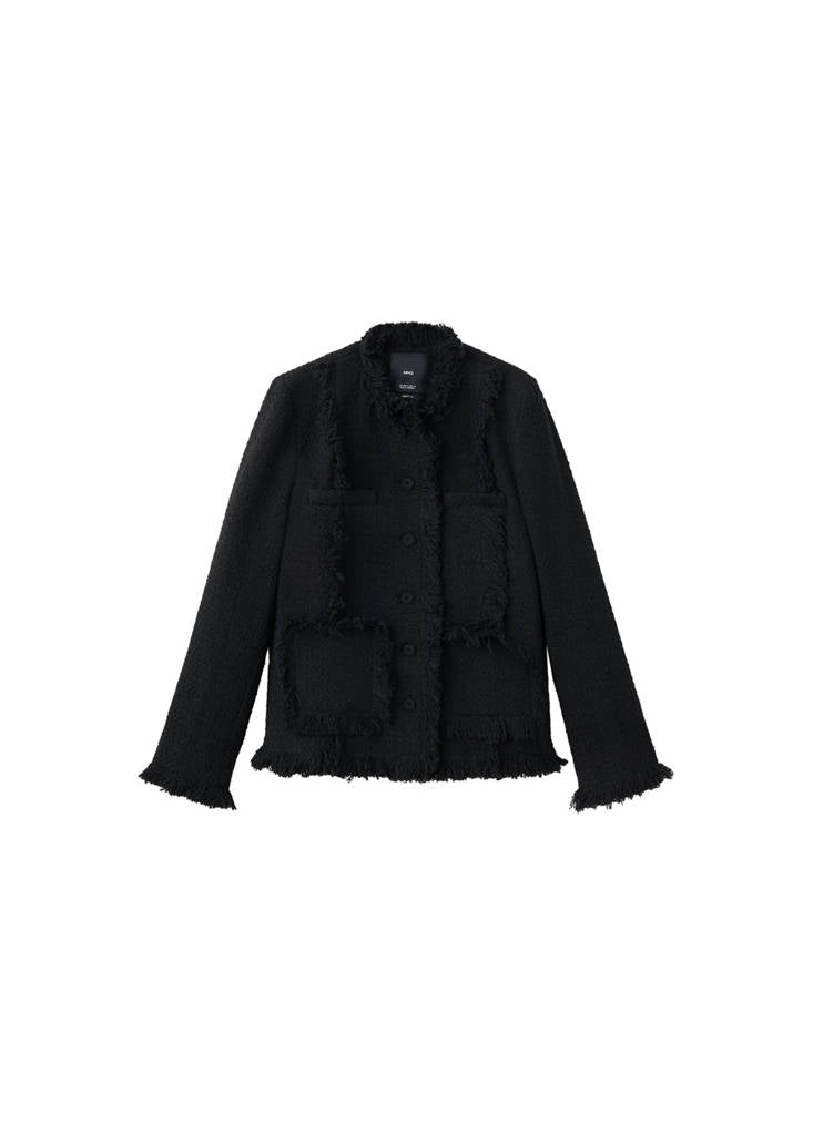 Veste Tweed Bords Effilochés