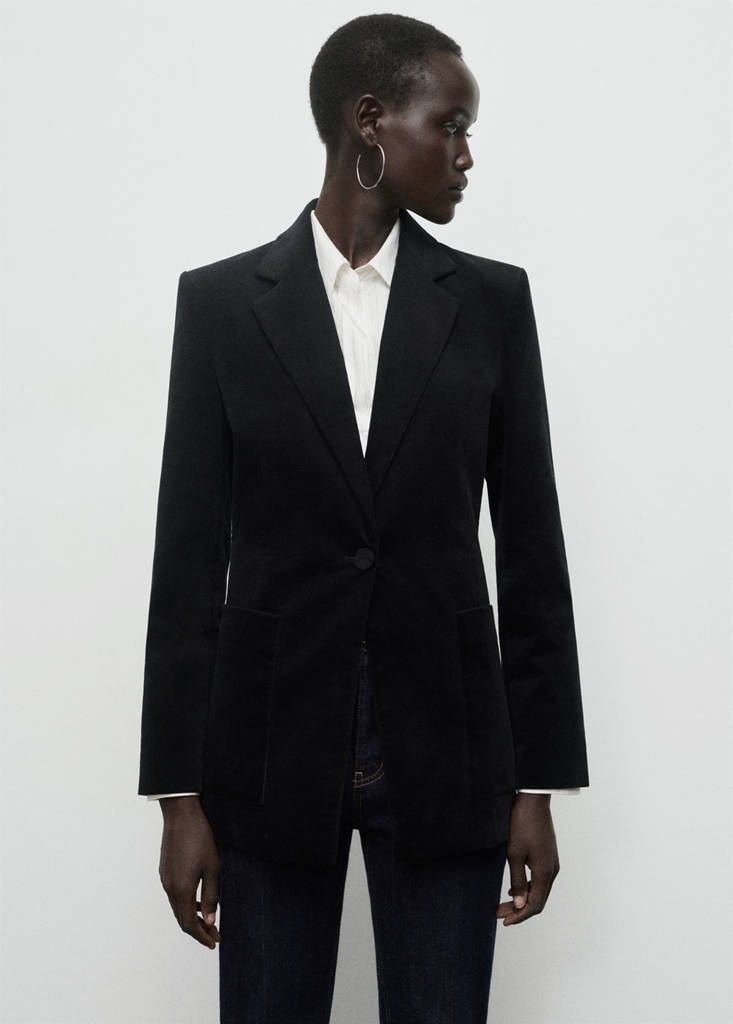 Blazer En Velveton À Poches